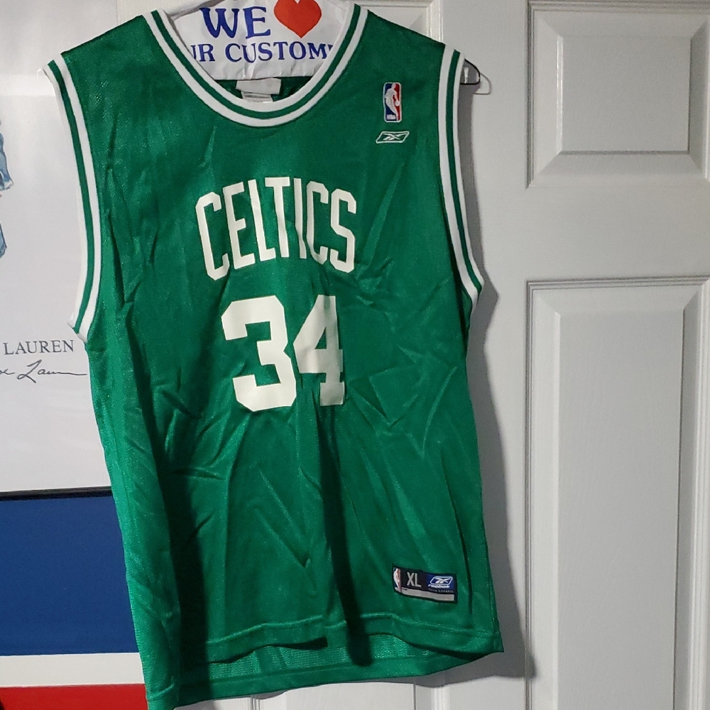Womens Reebok Vintage Celtics #34 Paul Pierce Green and White Basketball Jersey
